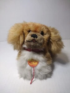 Veg Steiff Plush Peky Pekingese Dog All ID 4030/14 6” Button Flag - Picture 1 of 8