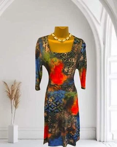 Aria Multicoloured 3/4 Sleeve Dress UK 10 US 6 EU 38 - Picture 1 of 6