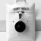 Natural Black Onyx 10 Mm Ball In 14K White Or Yellow Gold Solitaire Pendants New