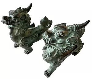 Pair Antique/Vintage Chinese States Pi Xiu Lions - Picture 1 of 9