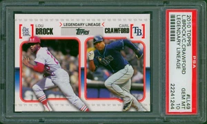 2010 Topps Legendary Lineage LOU BROCK CARL CRAWFORD #LL49 Rare SP PSA 10 Pop 1 - Picture 1 of 2
