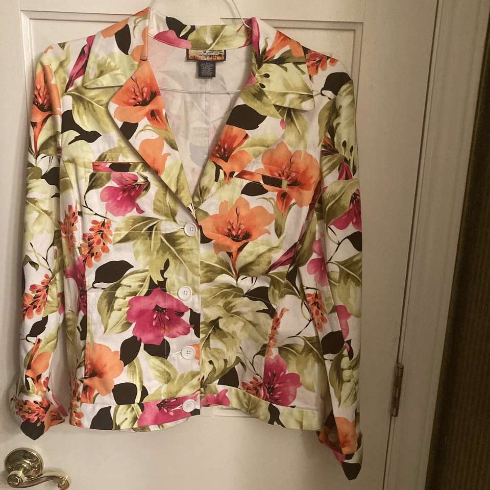 Blazer colorido para mujer Havana Jack's Café talla L, colores brillantes algodón, spandex Foto 1 de 4