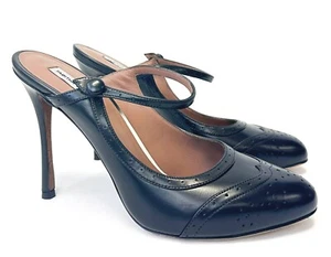 NWOT TABITHA SIMMONS Black Round-Toe Mary Jane Strap Stiletto Heel Mules 38 - Picture 1 of 7
