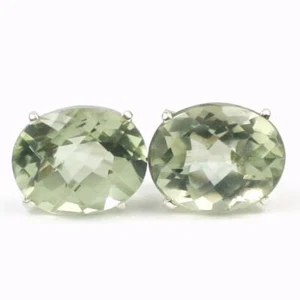 Pendientes de poste de plata esterlina 925, amatista verde, SE102 - Imagen 1 de 6