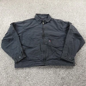 VTG Tommy Hilfiger Jacket Mens XL Black Military Cargo Utility Chin Strap 90s - Picture 1 of 16
