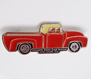 Lions Club Pin Red Truck Cruisin 2003 Car Show Willows CA Vintage Lapel - Foto 1 di 8