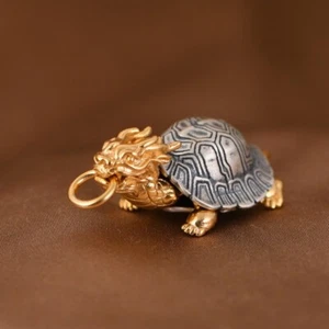 I05 Pendant atop Dragon Turtle - Mythology Mythical Creatures 925 Silver Plated - Imagen 1 de 9