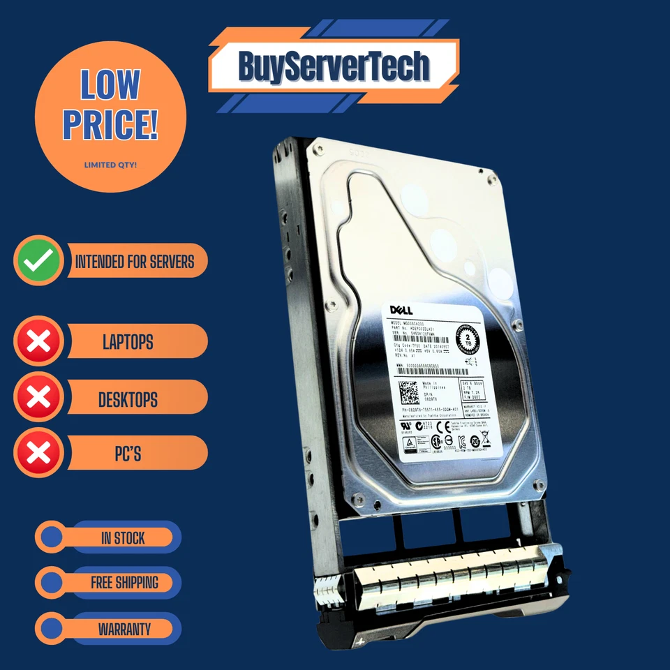 Dell 829T8 2TB 7.2K RPM 3.5" SAS 6Gb/s Enterprise HDD 0829T8 | Verified | 1YR - Image 1 of 4