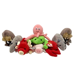 TY Beanie Babies Bundle x9 All with Tags Snort, Squealer, Jolly, Tank Etc L13 - Picture 1 of 20