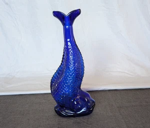 Seltene 12" Kobaltblau Koi Fisch Flasche Mod Deep Dekanter Karaffe Blumenvase - Bild 1 von 14