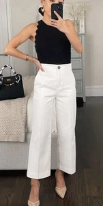 Ann Taylor Weekend Collection Ankle Hose weites Bein Größe 4 hoher Bund weiß - Bild 1 von 12