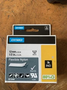 DYMO 18488 RhinoPro Flexible Tape 1/2" Black/White - Picture 1 of 2