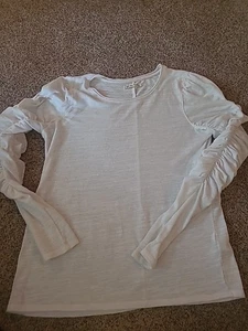 Free People Damen Extra Large Weiß Puffärmel Rüschen Rouche Langarm XL - Bild 1 von 7