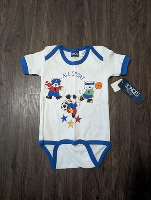 VINTAGE 90s Honors Baby Bodysuit Romper NWT | All Sports| Size 12 Months - Imagem 1 de 4
