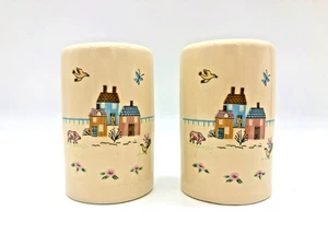 Vintage Large Ceramic Salt & Pepper Shakers Farmhouse Heartland Americana 3.5" - Picture 1 of 5