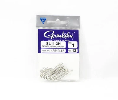 Gamakatsu 13510 SL11-3H Big Game Tin Plated Hook Size 1 , 12/pack (3401) - image 1 of 4