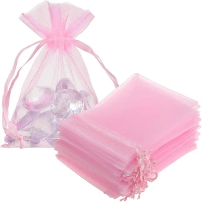 50 Piezas Bolsas de Regalo de Organza Rosa Bolsa con Cordón de 4x6 Pulgadas para Favor de Fiesta de Boda Foto 1 de 4