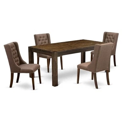 East West Furniture Lismore 5-Piece Wood Dining Set in Antique Walnut/Brown - Image 1 of 4