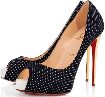 Christian Louboutin Nuevo en Caja Nuevo Azul Muy Prive 120 Peep Toe Tacones Bombas 39.5 NUEVO Foto 1 de 4