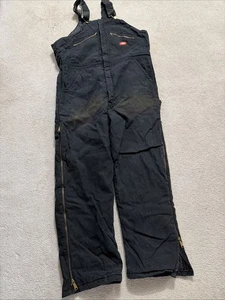 NEW. Dickies Men's Duck Insulated \ Quilted Bib Overalls Workwear Black Size XL - Picture 1 of 24