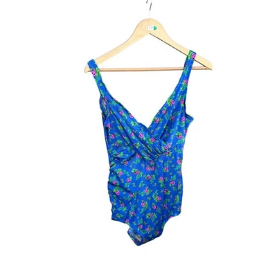 Traje de baño Catalina para mujer talla 12 vintage azul de una pieza floral cobertura completa Foto 1 de 4