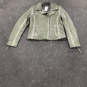 MAURITIUS Christy RF giacca di pelle con dettagli stella donna taglia 9/10 verde - Foto 1 di 10