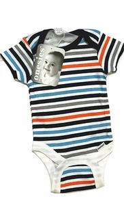 Baby Boy Striped Bodysuit 0-3 Months Multicolor 1 Pc Short Sleeve Gerber - Picture 1 of 6