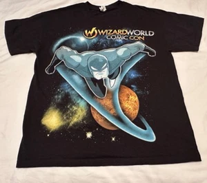 Wizard World Comic Con Black T-Shirt Graphic Tee Large Cities on Back Tar Man - Picture 1 of 12