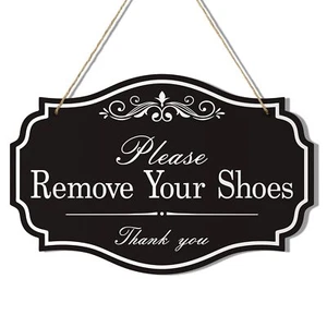 Please Remove Your Shoes Thank You Wall Decorative Sign,Take Your Shoes off Wood - Picture 1 of 6