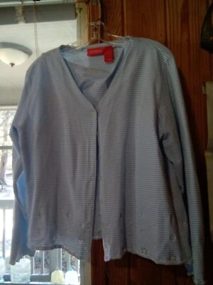 Liz Claiborne Button Up Blue & White Shirt XL With Twin Tank L Cotton  - Image 1 of 4