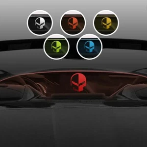 Clear JAKE SKULL RED Lighted Wind Restrictor® For 14-19 Corvette C7 Convertible - Picture 1 of 8