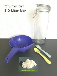 🐮 Milch Kefir Pilz Starter SET 2,0 L KLAR 🐮mit Tupperware ® Sieb Goldregen 🐮B - Bild 1 von 13