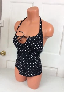 DKNY Polka Dot Tankini Top Womens 8 - Picture 1 of 6