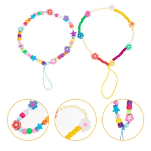 2 szt. Gliniany łańcuszek na nadgarstek do telefonu komórkowego Akrylowa smycz Telefon Dangle Charms - Zdjęcie 1 z 12
