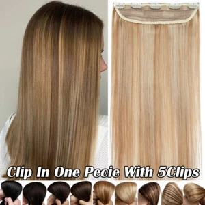 Extension capelli umani 8-24" pezzo unico SPESSA clip in 100% Remy testa intera dritta - Foto 1 di 31