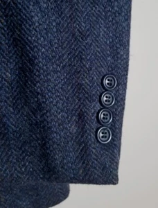 Vintage 50R Gray Orange Blue Red Herringbone Tweed Blazer Jacket Sport Coat - Picture 1 of 7