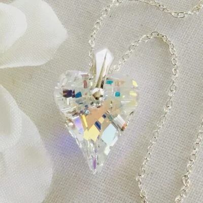 Collar Colgante Corazón Salvaje Plata 925 Regalo AB Hecho con Cristales Austriacos Foto 1 de 4