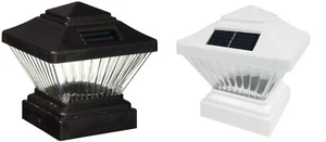 12 Pack White/Black Outdoor Garden 4x4 Solar LED Post Cap Light PVC Vinyl Wood - Picture 1 of 5