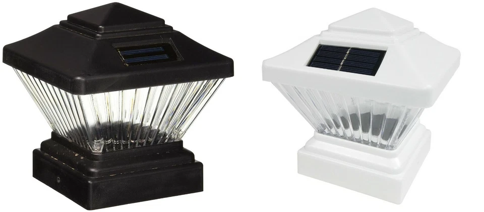 12 Pack White/Black Outdoor Garden 4x4 Solar LED Post Cap Light PVC Vinyl Wood  - Image 1 of 1