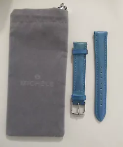 Michele Authentic Geniune Leather 16mm TEAL TURQOUISE Watch Band ITALY + Pouch - Picture 1 of 6