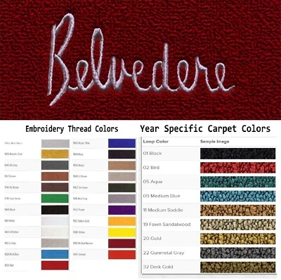 Alfombrillas de bucle ACC 1962-1965 Plymouth Belvedere logotipo personalizado 4 piezas Foto 1 de 4