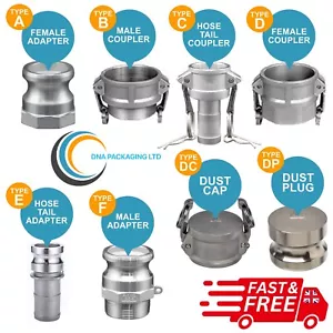 Camlock Schlaucharmaturen Edelstahl Adapter Kupplung Schlauchendstück Staubkappe Stecker - Bild 1 von 53