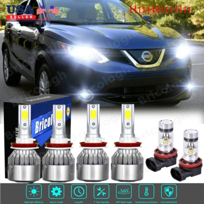 Para Nissan Rogue 2014-2016 2017 2018 2019 LED Faro Alto Bajo+Luz Antiniebla Foto 1 de 4