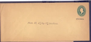 United States  stamped envelope SPECIMEN Washington 2 cts  Sice H 4 1/8- 9 1/2 - Picture 1 of 2