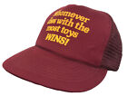 Vintage Whomever Dies With the Most Toys Wins Mesh Snapback Trucker Hat Bordowy humor