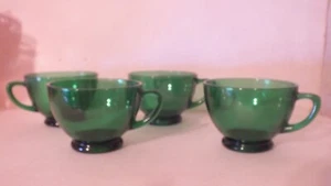 Vintage Anchor Hocking Forest Green Tea Cup Set Of 4 - Picture 1 of 2