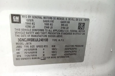 Chevrolet Trax 2018 transmisión automática OEM 125 k millas - LKQ371423673 Foto 1 de 3