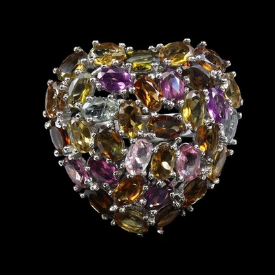 Anillo de plata de ley 925 ovalado turmalina piedras preciosas naturales joyería talla 9 Foto 1 de 4