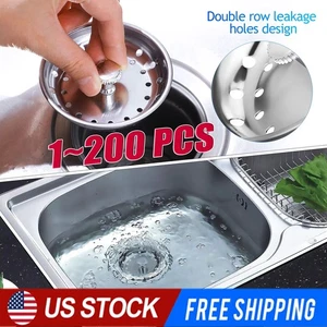 Stainless Steel Home Kitchen Sink Drain Stopper Basket Strainer Waste Plug Lot - Picture 1 of 16