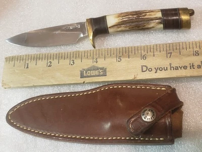 RANDALL MADE KNIVES, ORLANDO, FL. 4in blade STAG handle pathfinder  & sheath - Image 1 of 4